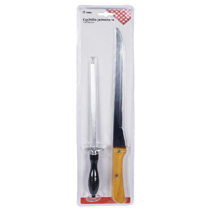 Cuchillo Jamonero + Afilador Metalico Market Suprem - 2uds (29.5x2cm)