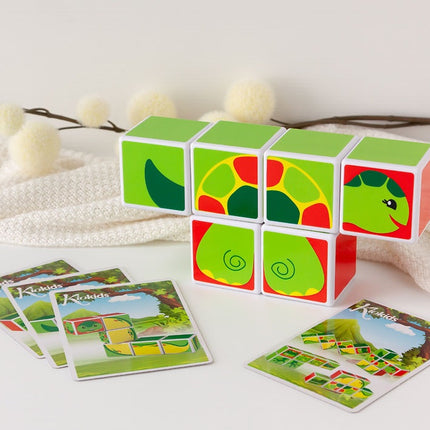 Puzzle Magnético Infantil KioKids – 6 Cubos con Tarjetas de Animales (+24 Meses)