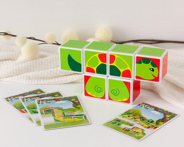 Puzzle Magnético Infantil KioKids – 6 Cubos con Tarjetas de Animales (+24 Meses)