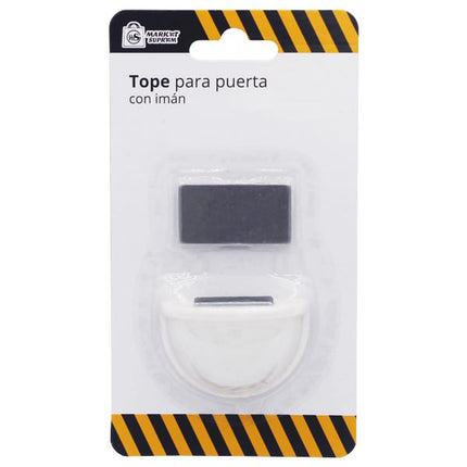 Tope de Puerta Adhesivo con Imán Blanco - Market Suprem