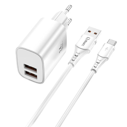 Kit Cargador de Pared Qcharx Apolo | 2.4A – 12W – Doble USB-A (Incluye Cable)