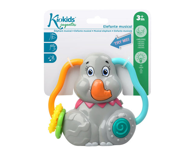 Sonajero Interactivo Elefante KioKids – Con Luces, Sonidos y Mordedores (+3 Meses)