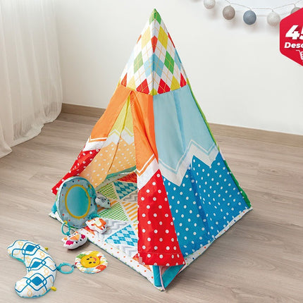 Tienda Tipi Infantil KioKids – Alfombra de Juegos 2 en 1 con Juguetes y Música (+2 Meses)