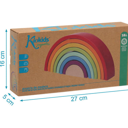 Arcoíris de Madera Montessori KioKids – Juguete Educativo Waldorf con 8 Piezas (+18 Meses)