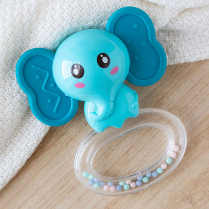 Mordedor Sonajero Elefante KioKids – Silicona Suave para Dentición Infantil (+0 Meses)