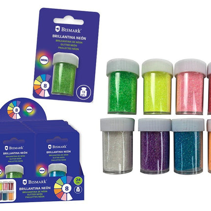 Purpurina Brillantina Clásica y Neón - 8 Colores (Bismark)