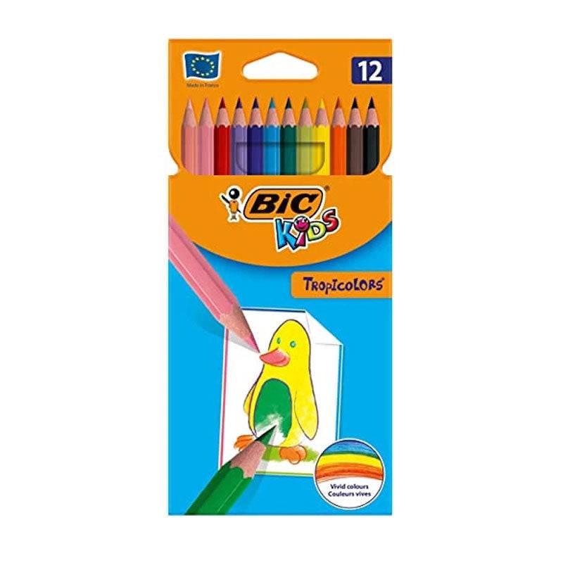 Lápices de Colores Bic Kids Tropicolors 12 Colores - Material Escolar disponible en Bubaa