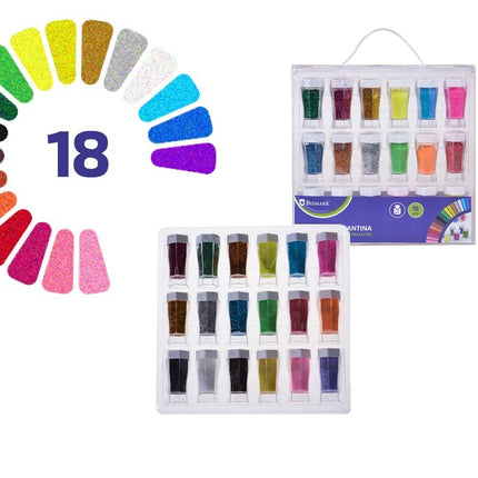 Set de Purpurina de Colores - 18 Botes