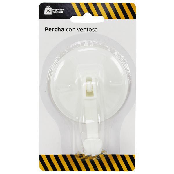 Percha de Plástico con Ventosa Blanca Market Suprem - 81mm