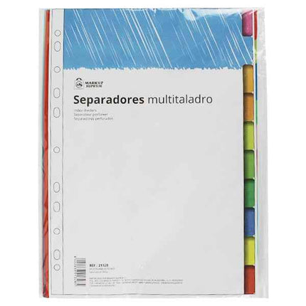 Separadores A4 Multitaladro Market Suprem de Color - 10 Hojas