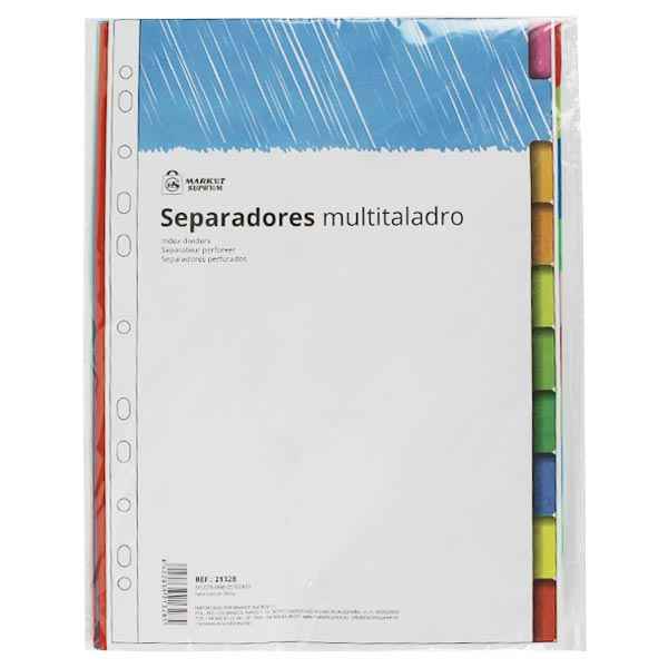 Separadores A4 Multitaladro Market Suprem de Color - 10 Hojas