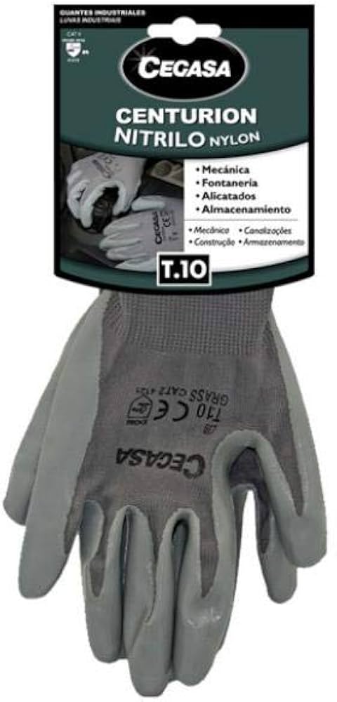 Guantes de Nitrilo y Nylon Cegasa Centurión Talla 10