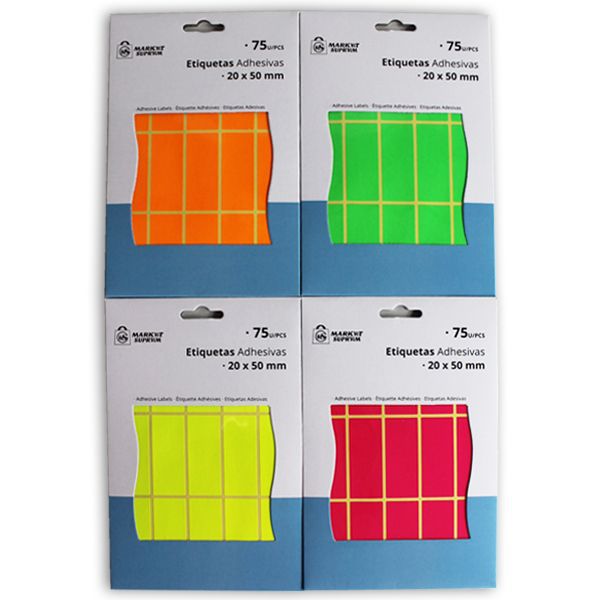 Etiquetas Adhesivas Flúor 20x50mm Market Suprem (75 uds)