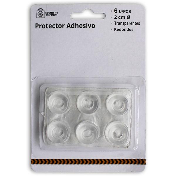 Protector Adhesivo Redondo Transparente Market Suprem – 6 Unidades Ø2 cm