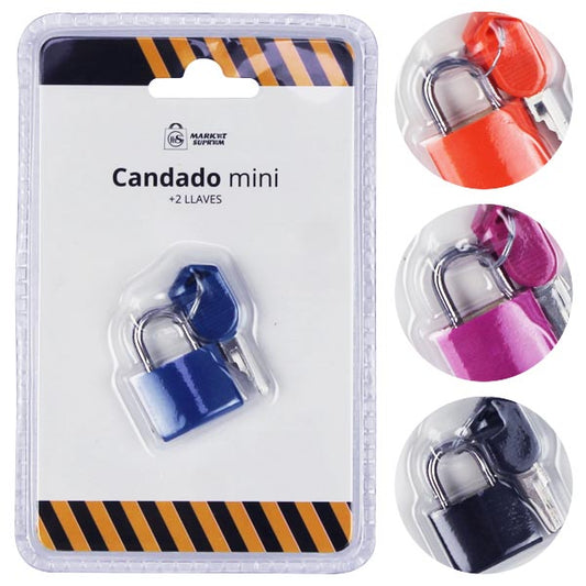 Candado Mini Multicolor Con 2 Llaves