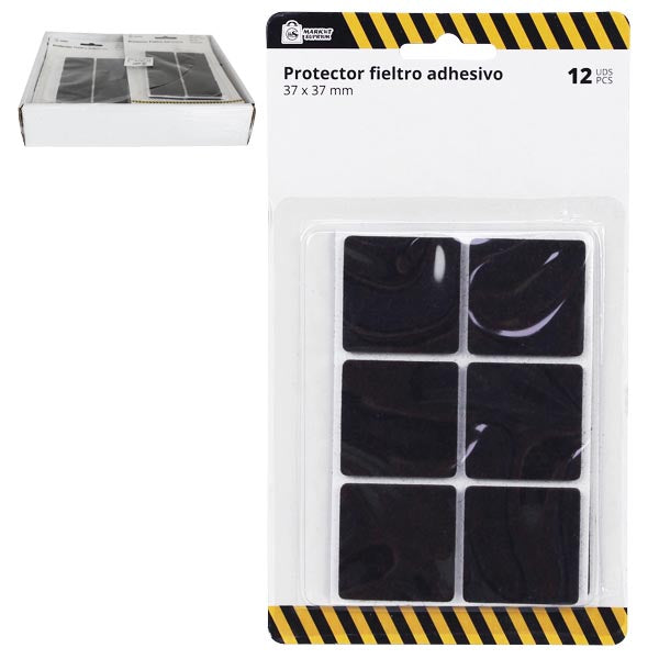 Protector Adhesivo de Fieltro Market Suprem - 12uds (37x37mm)
