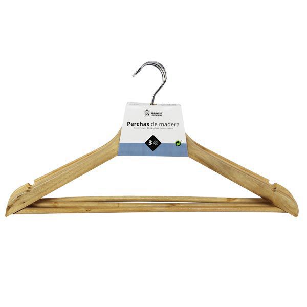 Percheros de Madera Market Suprem - 3uds (45x23cm)
