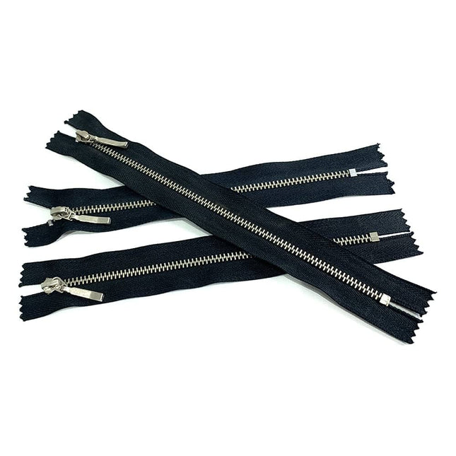 Cremalleras Metálicas Negras – Pack de 3 unidades