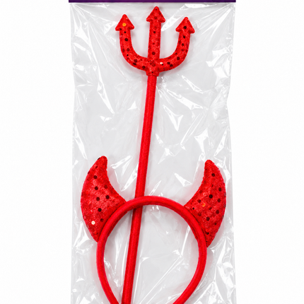 Set de Demonio con Lentejuelas para Halloween (Diadema y Tridente)