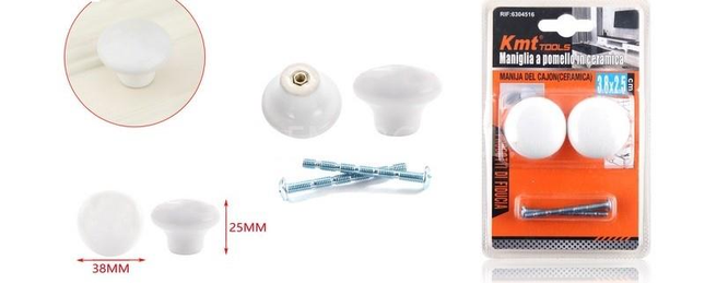 Set de 2 Manijas de Cajón de Cerámica KMT Tools