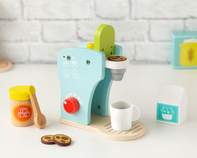Cafetera de Madera Infantil KioKids – Juguete de Imitación con Accesorios (+3 Años)