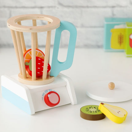 Batidora de Vaso de Madera Infantil KioKids – Juguete de Imitación con Frutas (+3 Años)