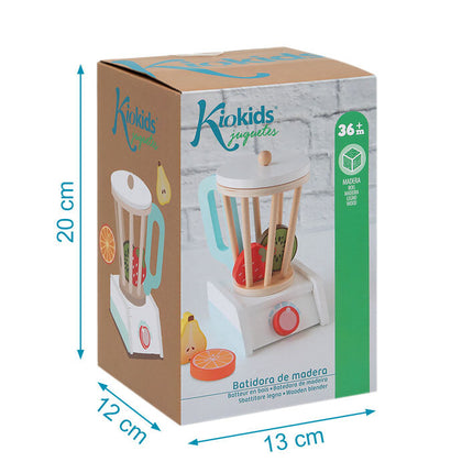 Batidora de Vaso de Madera Infantil KioKids – Juguete de Imitación con Frutas (+3 Años)