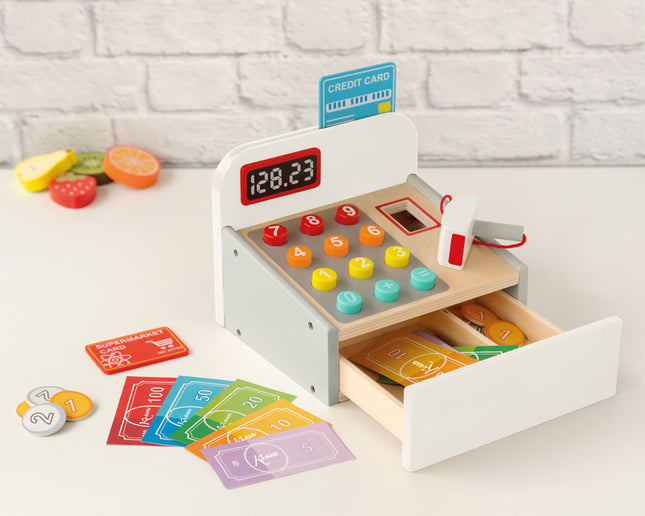 Caja Registradora de Madera Infantil KioKids – Juguete Educativo e Interactivo (+3 Años)