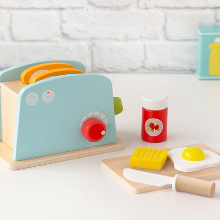 Tostadora de Madera Infantil KioKids – Juguete de Imitación con Accesorios de Desayuno (+3 Años)