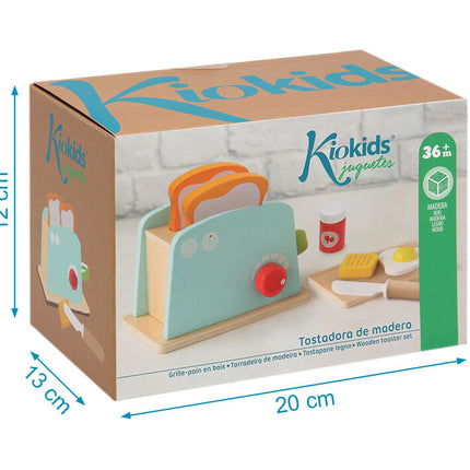 Tostadora de Madera Infantil KioKids – Juguete de Imitación con Accesorios de Desayuno (+3 Años)
