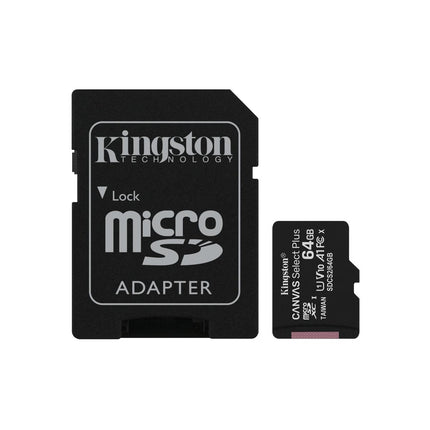 Tarjeta de Memoria Kingston microSD 64GB microSDXC Gen3 100MB/s A1 con Adaptador