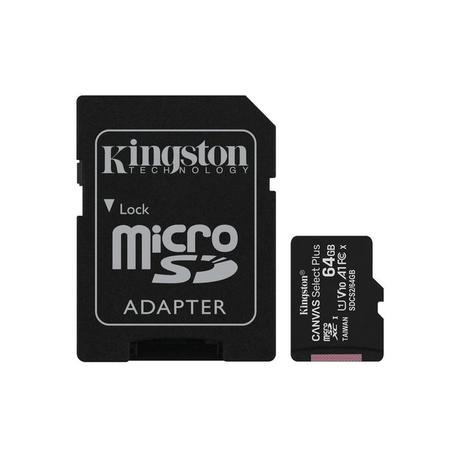 Tarjeta de Memoria Kingston microSD 64GB microSDXC Gen3 100MB/s A1 con Adaptador