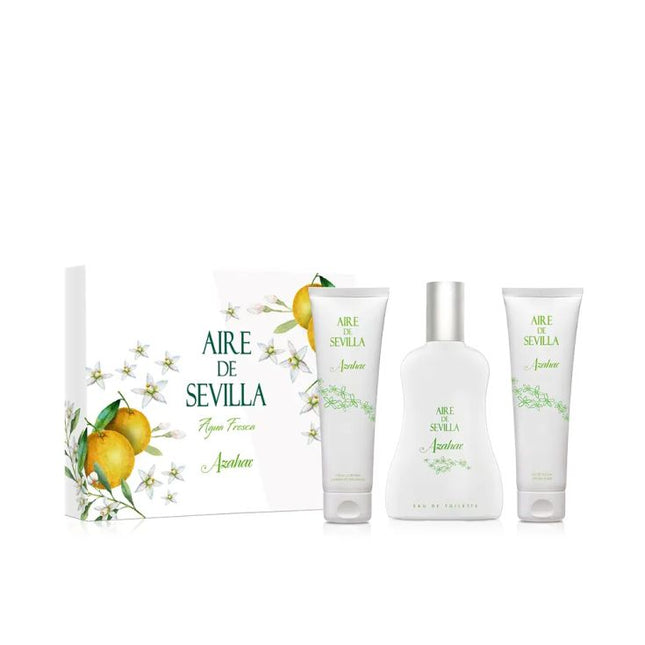 Set de Baño Aire de Sevilla "Azahar" Perfume + Crema Hidratante + Gel de Ducha - 3x100ml