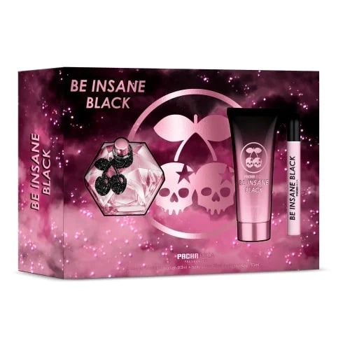 Conjunto de perfume Pacha Ibiza Be Insane Black - Eau de Toilette, Loção Corporal e Mini Perfume