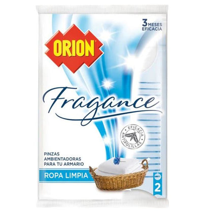 Pinzas Antipolillas Ambientadoras Orion - Fragancia a Ropa Limpia (2uds)