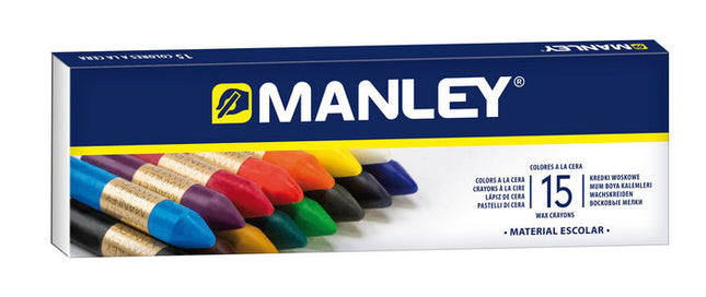 Ceras de Colores Manley – Caja de 15 Unidades