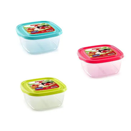 Fiambrera Cuadrada Plastic Forte Basic (1 Litro) – Varios Colores