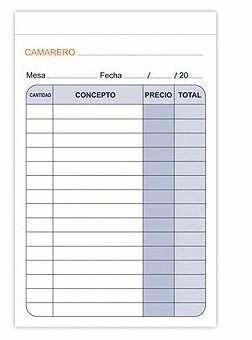 Bloc de Notas para Camareros (Comandero) – Duplicado Autocopiativo