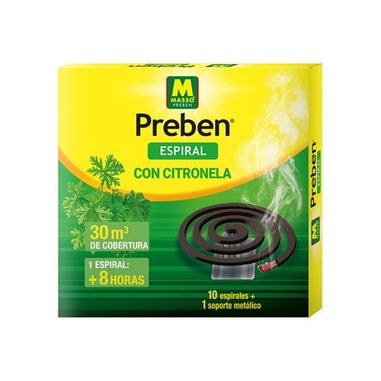 Espiral de Citronela Anti-Mosquitos Massó - 10 Espirales + Soporte Metalico