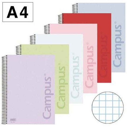 Cuaderno Espiral Campus A4 – Tapa Polipropileno, 80 Hojas (Cuadrícula 4x4 mm)