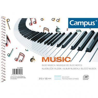 Bloc de Partituras A5 Campus Pentagrama Grande - 20 Hojas (215x155mm)