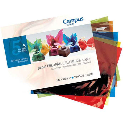 Bloc de Papel Celofán Campus - 10 Hojas (5 Colores)