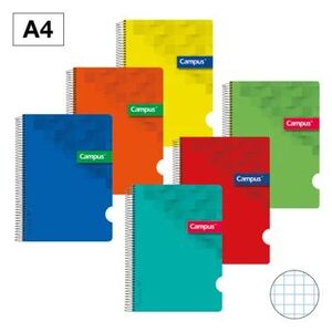Bloc Espiral Campus A4 – Tapa Polipropileno (80 Hojas, Cuadrícula 4x4 mm)