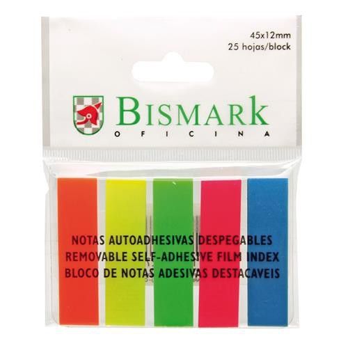 Notas Adhesivas Despegables Bismark (5 Colores, 45x12 mm)