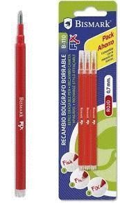 Recambio Bolígrafo Borrable Bismark FX Rojo (Pack 3 unidades)
