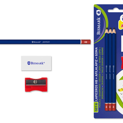 Set de Lápices HB con Afilalápiz y Goma Bismark (Pack Ahorro)