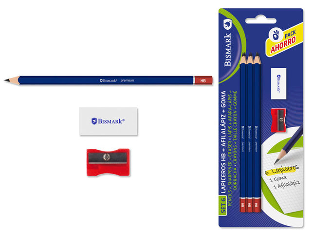 Set de Lápices HB con Afilalápiz y Goma Bismark (Pack Ahorro)