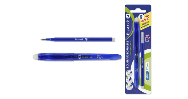 Bolígrafo Borrable Bismark Fix Azul + Recambio (0,7 mm)