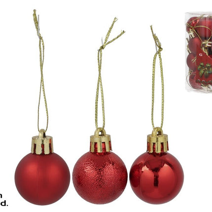 Set de 16 Mini Bolas de Navidad Rojas - Decoración Clásica y Elegante