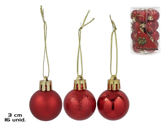 Set de 16 Mini Bolas de Navidad Rojas - Decoración Clásica y Elegante